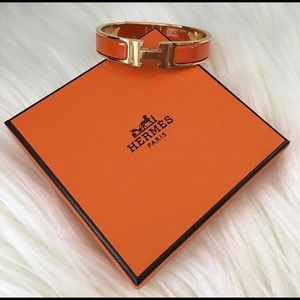 Bracelet clic H plaque Orange / Gold